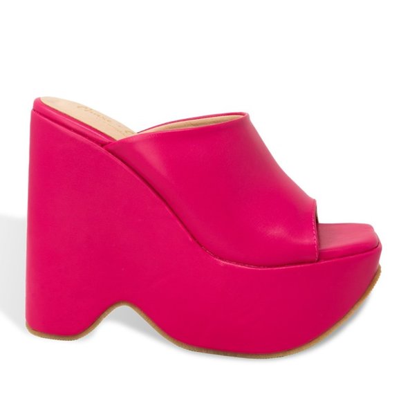 Women’s Chunky Flatform Wedge Slide Heeled Sandal - Picture 1 of 4
